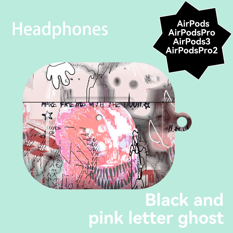 四葉草🍀好品質漫畵搞怪塗鴉蘋果耳機套airpodspro2藍牙pro3代4代菲林耳機殻硬殻 UQUB