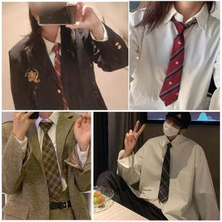 百搭領帶👔jk領帶女懶人免打結棕色條紋日系學院風裝飾酒紅色dk襯衫男生休閒學院風領帶 復古領結 休閒時尚 襯衫穿搭領帶