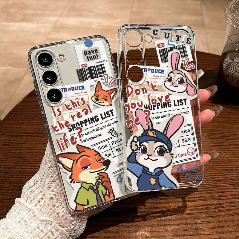 朱迪和尼克 適用三星S25手機殼標籤尼克GalaxyS25+ S24新款透明S23鏡頭全包S22+套S21防摔情侶