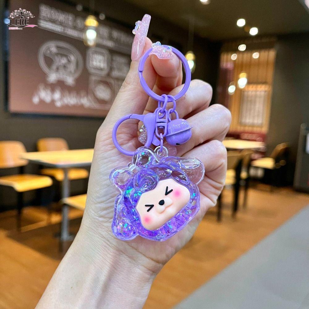 JEREMY1 綿羊娃娃挂件流動閃亮糖果色奇奇娃娃卡通迷你夜光透明流沙瓶擺件