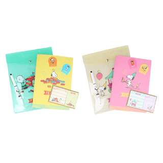 sun-star 日本製 Snoopy 文具五件組 檔案組 史努比 花生玩色