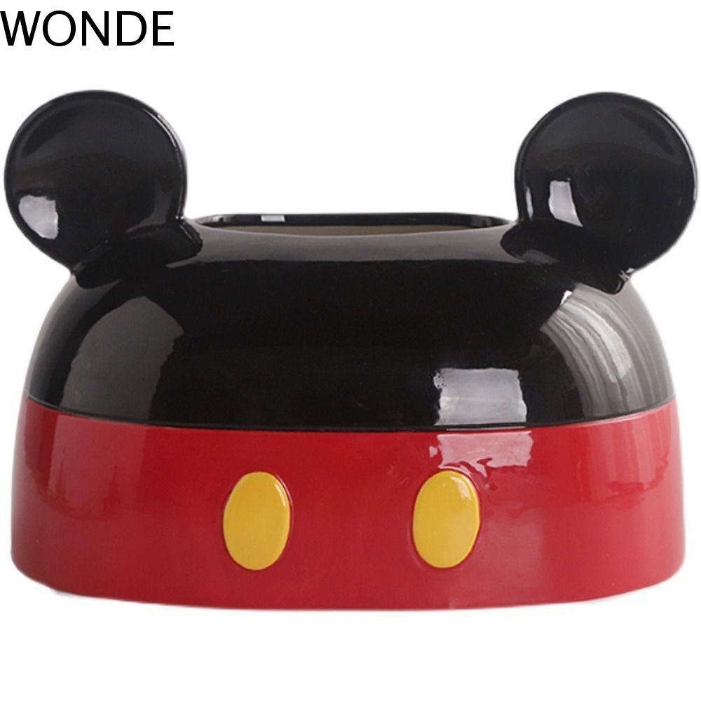 WONDE 米老鼠紙巾盒,卡通大耳朵米老鼠收納盒,公仔玩具乙烯基裝飾收藏品米奇裝飾品裝飾兒童/兒童