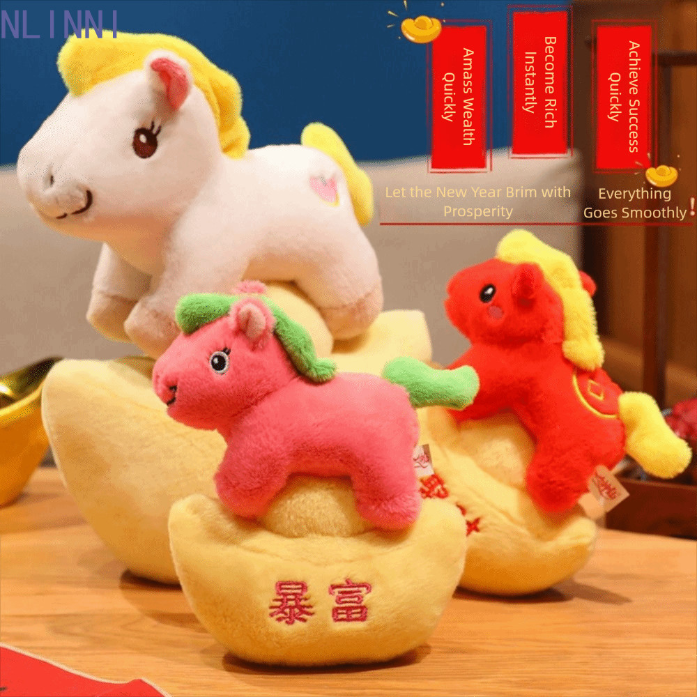 NLINNI 年馬吉祥物吉祥物馬吉祥物馬設計馬團金寶吉祥物毛絨玩具毛絨吉祥物公司活動