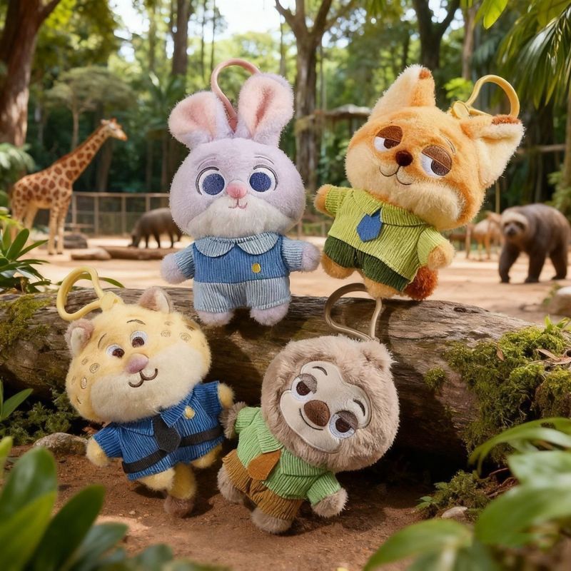 瘋狂動物城系列 尼克與朱迪 瘋狂動物城尼克公仔朱迪毛絨包包掛件車鑰匙扣節日禮物男女 生日禮物 交換禮物