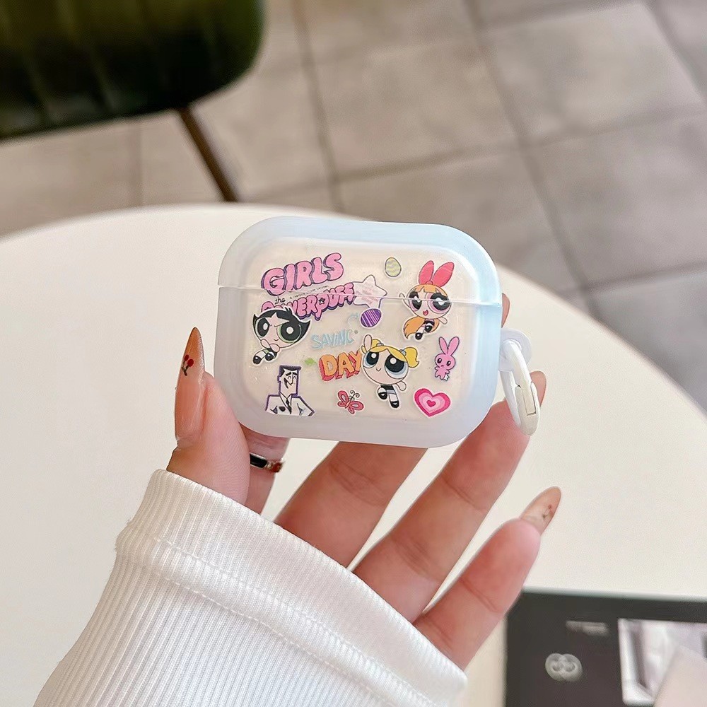 四葉草🍀可愛卡通小女警適用airpods pro2蘋果無綫藍牙耳機殻4代透明女款3 PUPD