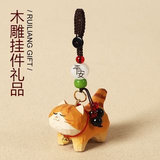 【蝦皮最低價】手工木雕貓咪橘貓小貓編織鑰匙圈生日禮物女汽車書包掛件精緻掛飾交換禮物