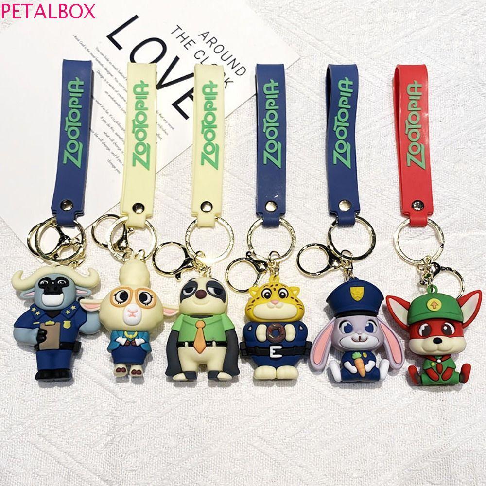花瓣盒​ 2 件裝尼克朱迪鑰匙扣,卡通矽膠動漫瘋狂尼克鑰匙扣,卡通動物城政治尼克朱迪可愛朱迪尼克汽車鑰匙圈拉鍊配件