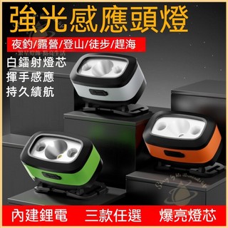 隔日到貨新款矽膠感應頭燈 Type-C充電 白光戶外跑步 園林 工作帽頭燈 工地頭燈 頭燈LED頭燈 登山燈