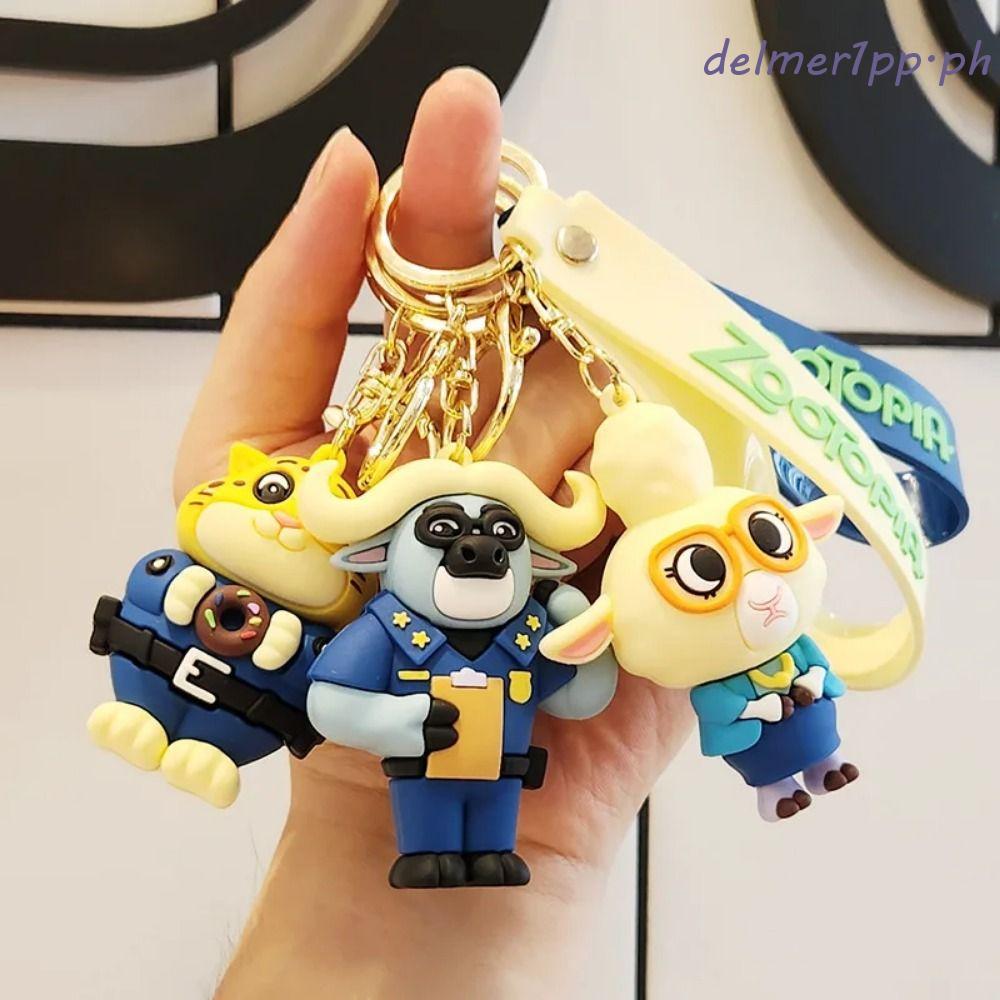 DELMERHOME 2 件尼克朱迪鑰匙扣,卡通動物城動漫瘋狂尼克鑰匙扣,卡通尼克朱迪矽膠可愛朱迪尼克汽車鑰匙圈拉鍊配件