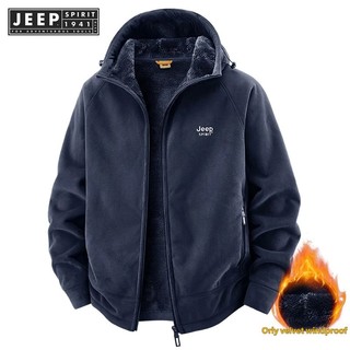 JEEP SPIRIT 1941 ESTD男士秋冬加厚抓絨連帽外套