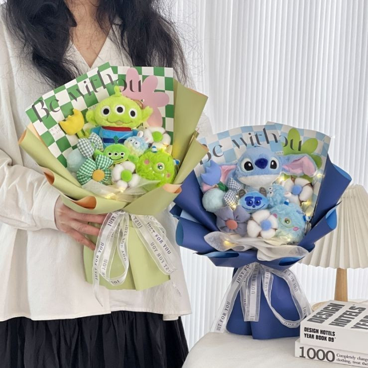 💕畢業花束 情人節花束 娃娃花束 玩偶花束 公仔花束 史迪仔三眼花束 六一兒童節禮物 送女友男生女生閨蜜生日禮物