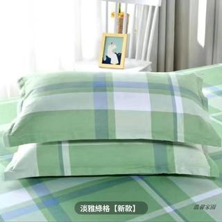 原棉粗布枕套48x74一對成人家用學生宿舍單人通用簡約枕頭套格子