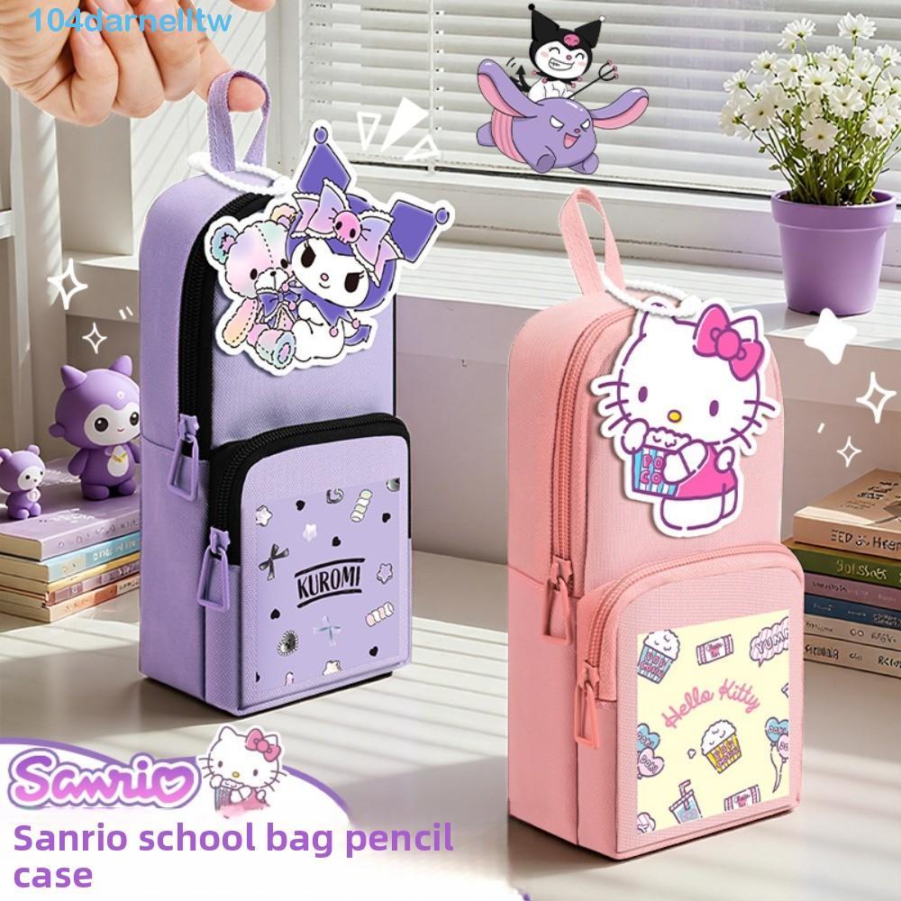 DARNELLTW日本Kitty鉛筆盒,旋律皮皮貓貓咪筆袋,收納口袋卡通動漫波查科便籤袋書本用品