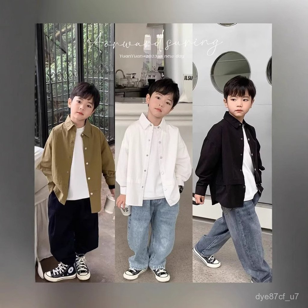 喵咪咪童裝【免運+全店促銷】男童襯衫春秋款上衣兒童長袖童裝寶寶日係設計感寬鬆襯衣潮