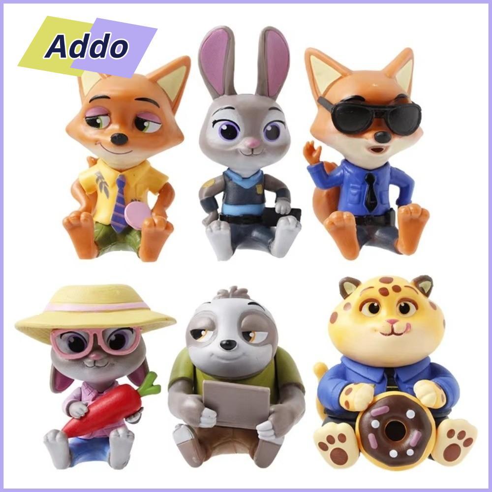ADDO.PH 迪士尼 Zootopia 盒子、朱迪和尼克 PVC Zootopia 兔子朱迪、熱尼克可動人偶玩具迷你動