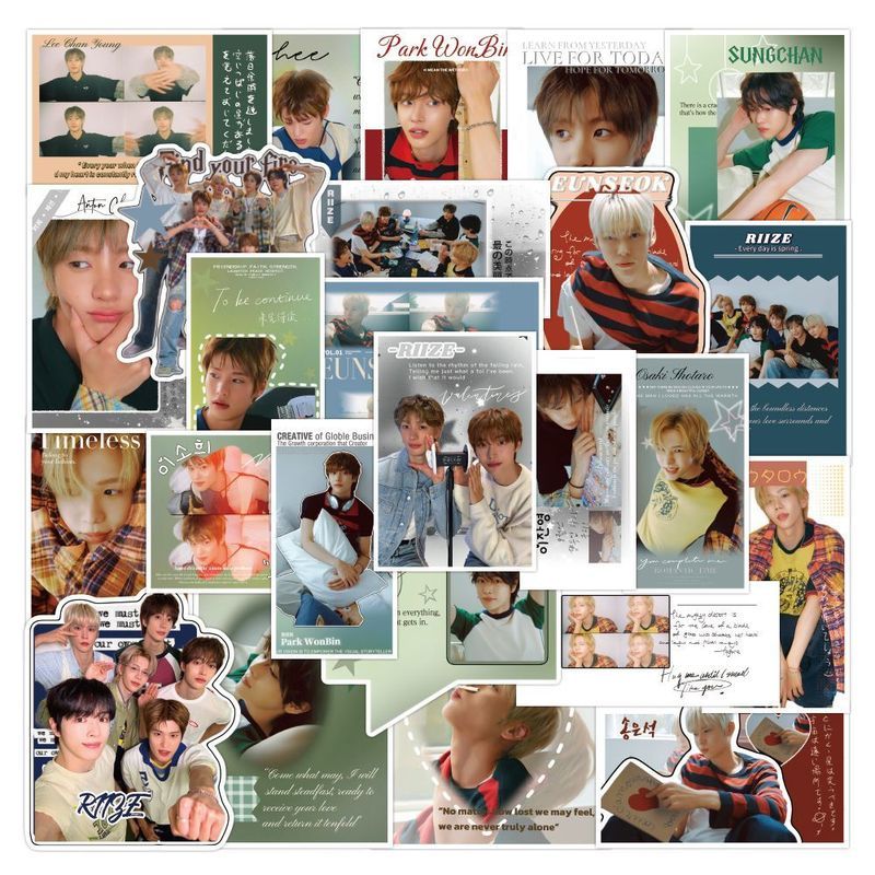 【明星貼紙】120張riize貼紙包酷帥寶藏男愛豆洪勝漢李燦英kpop成員周邊封口貼