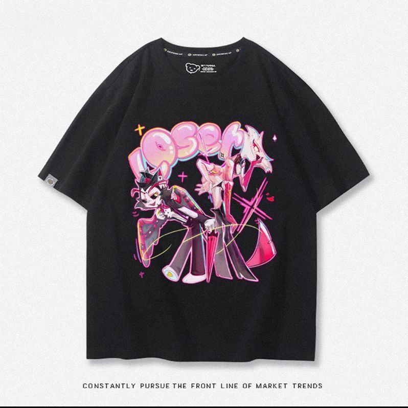 Hazbin Hotel🎁地獄旅館 地獄客棧 阿拉斯托 夏莉 地獄客棧動漫周邊夏利安吉拉維姬同款短袖男女夏季二次元寬鬆