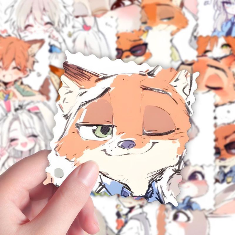 瘋狂動物城系列 尼克與朱迪 爆款108張尼克和朱迪郵票貼紙瘋狂動物城尼克狐尼克同款貼畫ins風 生日禮物 交換禮物