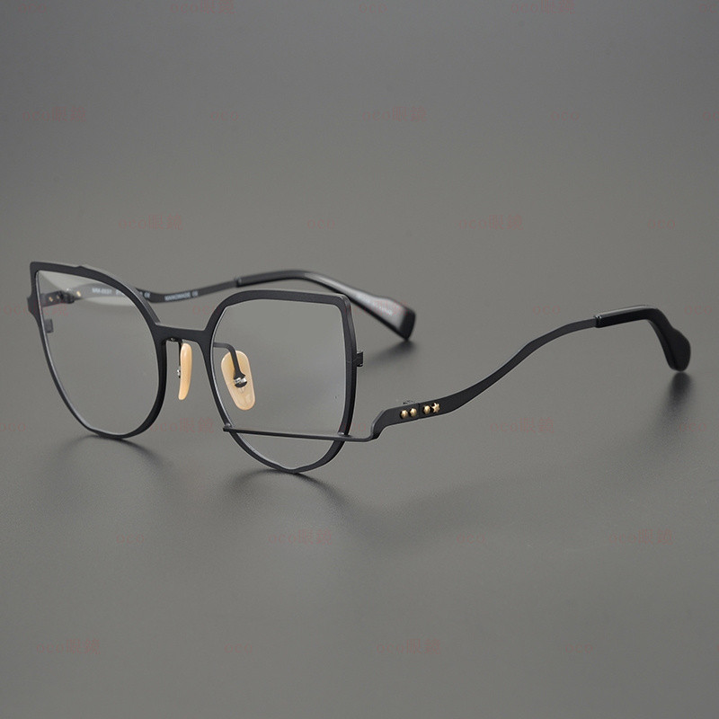 眼鏡蝶形貓眼眼鏡 個性純鈦眼鏡 素顏眼鏡大框 潮流眼鏡時尚 獨特眼鏡風格 小產量眼鏡 眼鏡變色 附螺絲可拆卸鏡片