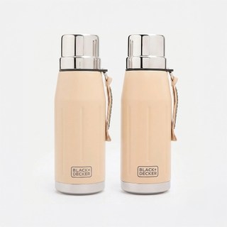 (組)BLACK+DECKER 綠野316不鏽鋼保溫隨行壺 650ml 2件組 晨霧奶油
