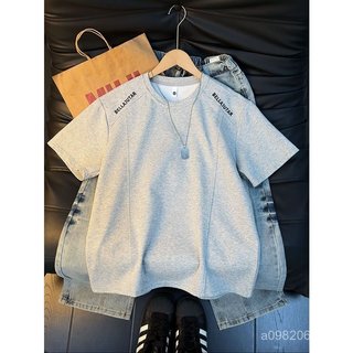 爆火🔥熱銷&下殺🔥美式複古立體刺繡圓領短袖男夏季設計感結構拚接T恤正肩休閒上衣 swing swing