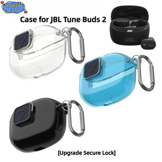 相容 JBL Tune Buds 2 耳機保護套帶登山扣和清潔筆套件雙安全鎖防刮防震 TPU 保護套