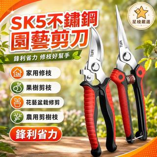 SK5不鏽鋼園藝剪刀 家用修枝剪 果樹剪枝 花藝盆栽修剪 農用剪樹枝鋒利省力手工具