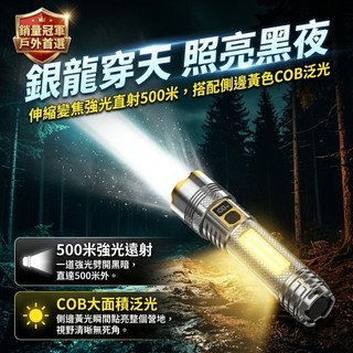 🔥🔥強光銀龍手電筒 IPX7防水 LED手電筒 變焦功能 戶外照明 登山露營夜間 強光遠射 家用應急