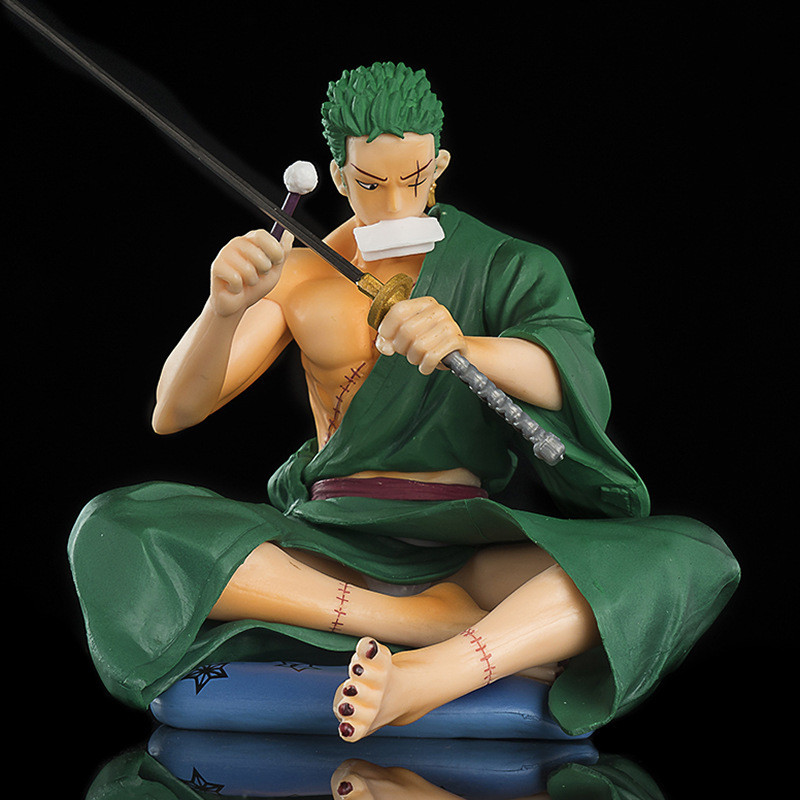 海賊王 坐姿擦刀索隆 15cm 手辦 羅羅亞索隆袋裝模型動漫擺飾生日禮物公仔 海賊王坐姿擦刀索隆公仔 動漫周邊車用機殼擺