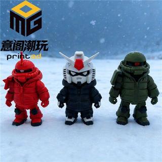 🍯蜜罐社🍯羽絨服脫帽 Q 版鋼彈手辦 元組 紅扎古 綠扎古 3D 列印模型 電競主機顯示卡收藏小擺件周邊鋼彈模型 桌面擺件