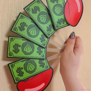 桃園出貨🍂比奇堡蟹老闆鉗來小扇子卡通鈔票摺扇夏日納涼必備七摺扇海綿寶寶
