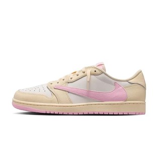 Travis Scott x Air Jordan 1 Low 聯名款 倒鉤 米白粉色 男鞋 IQ7604-100