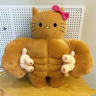 🔥台灣出貨🔥搞怪肌肉hellokitty玩偶黑皮凱蒂貓公仔可愛kt抱枕生日禮物送女生