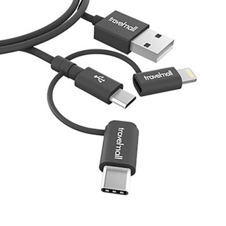 【Travelmall】 5合1 快充線 Type-C USB-A Lightning Micro 黑色