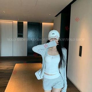 仙女姊姊の衣櫥YOLO SHOP 韓系慵懶鬆弛感條紋開衫短褲套裝女夏季休閒風針織套裝