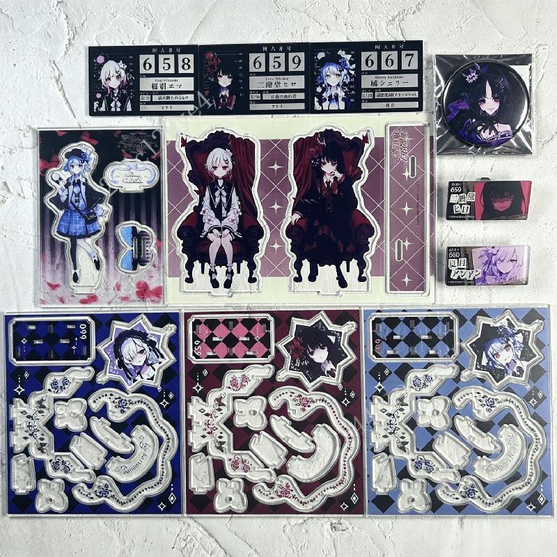日谷散貨魔法少女的魔女審判立牌名札吧唧 橘雪莉 櫻羽艾瑪 二階堂希羅 夏目安安 ID卡旋轉立牌名札 寶生瑪格徽章