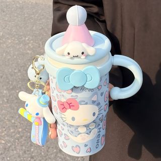 ✨臺灣出貨✨Hello Kitty大容量卡通保溫杯女生ins辦公室吸管學生保冷冰霸杯子