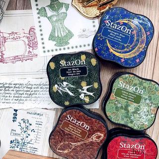台灣熱賣 Tsukineko Stazon月貓油性速幹印泥印臺印章彩色印油速幹