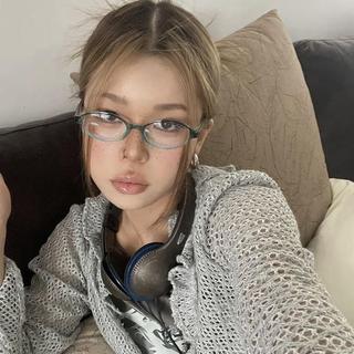 二次元眼鏡框 眼鏡框 裝飾眼鏡 cos眼鏡架 素顏造型橢圓風小框COS風女平光鏡純欲亞文化眼鏡架凹眼鏡二次元
