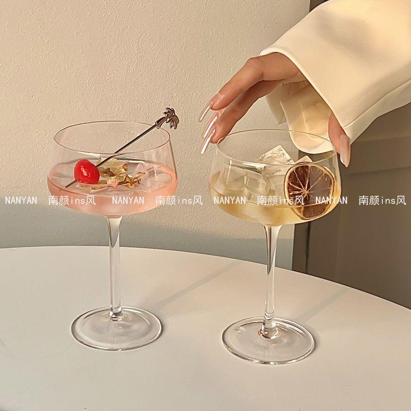 【新店營業 限時優惠】日式木村高腳水晶塔杯酒吧雞尾酒杯馬天尼杯ins果酒杯女士特調杯水晶杯 玻璃杯