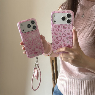 小眾粉色愛心腕帶掛繩適用iPhone17蘋果16ProMax/15Pro手機殼少女
