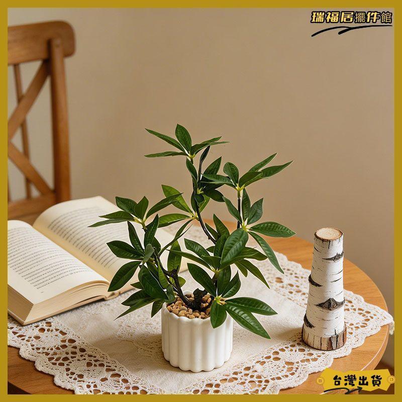 ✨️臺北出貨✨️發財樹仿真盆景奶油風仿真花擺件客廳房間桌面盆栽店鋪咖啡店擺設可開發票✅瑞福居擺件館