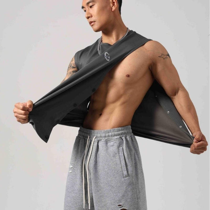 🥇台北出貨🥇【】男士 韓版 健身 運動 寬鬆 背心 兩側 可開 暗釦 運動 背心 素色 男款 運動 健身 背心