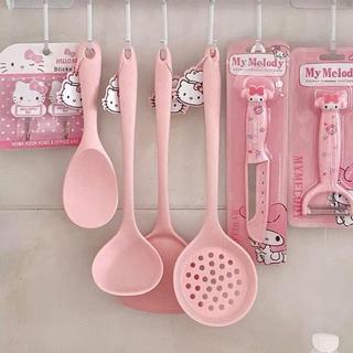 矽膠廚具🎀 kitty矽膠鏟不粘鍋食品級湯勺耐高溫家用鍋鏟漏勺炒菜飯勺 kitty鍋鏟 炒菜勺 叉子 矽膠湯勺 不沾鍋鍋