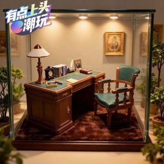 🎉原創川普美式辦公桌 1:12微縮復古美式辦公桌椅模型 抽屜可打開 白宮總統辦公桌模型 可拆卸模擬模型手辦 高顏值模型