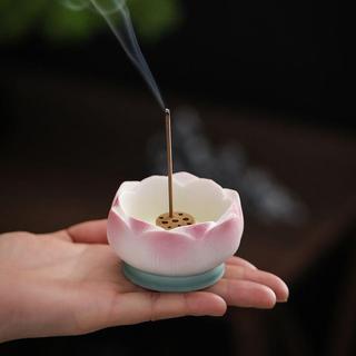 ✨香爐家用室內瓷蓮花線香插爐供奉焚香爐香薰爐茶道香道檀香薰香