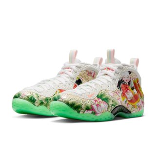 Nike Air Foamposite One 白天津噴 楊柳青年畫 蓮花刺繡 男鞋 IR2078-100【SPLY】