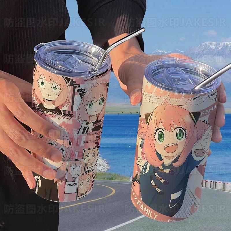動漫好物🐧阿尼亞動漫可愛保溫杯帶吸管隨手杯咖啡杯ins高顏值便攜學生水杯