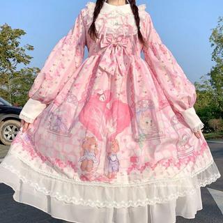 W.Mei 日系女裝 古早風女裝 日系夏裝 y2k 古著女裝 流行女裝 日系服飾 地雷系 OP長袖洛麗塔裙lolita裙