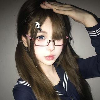 二次元眼鏡框 眼鏡框 裝飾眼鏡 cos眼鏡架 少蘿可愛半框眼鏡框二次元下半框蘿莉塔老師純欲鏡架